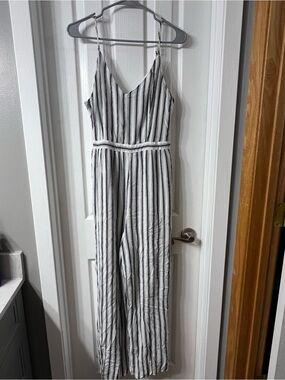 Striped V-Neck Spaghetti Strap Jumpsuit